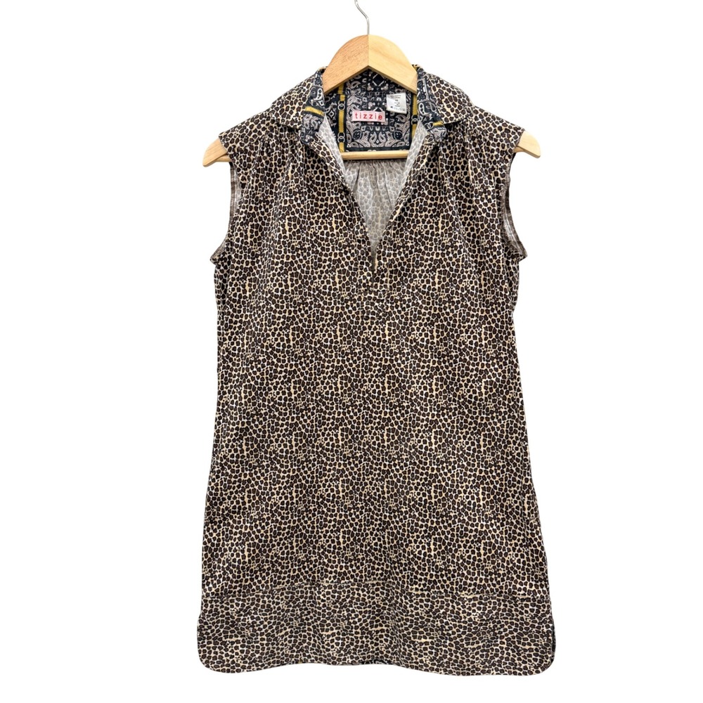 Tizzie Womens XS Sleeveless Tunic Top Leopard Dress Paisley Border Distressed
